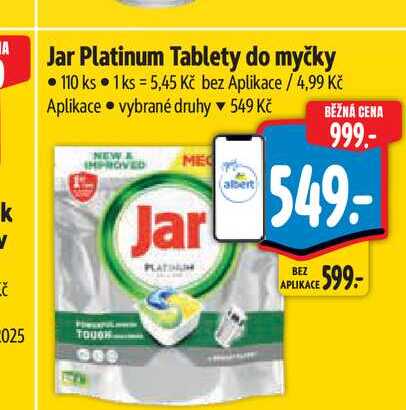   Jar Platinum Tablety do myčky  110 ks 