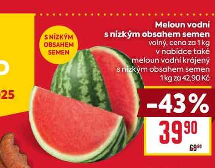 Meloun vodní s nízkým obsahem semen volný, cena za 1 kg