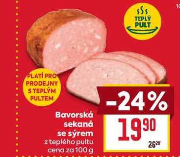 Bavorská sekaná se sýrem z teplého pultu cena za 100g
