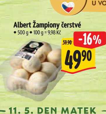  Albert žampiony čerstvé 500 g 
