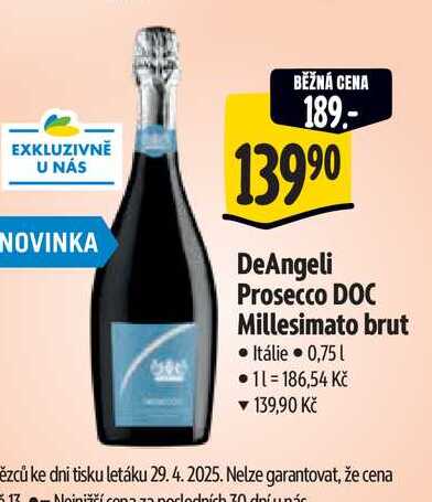   DeAngeli Prosecco DOC Millesimato brut 0,75 l