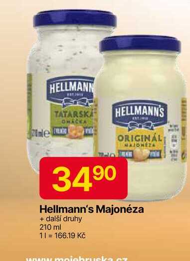 Hellmann's majonéza, tatarská omáčka 210ml, vybrané druhy