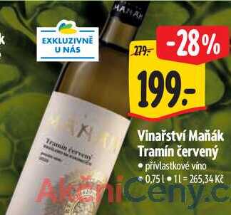 Vinařství Maňák Tramín červený, 0,75 l