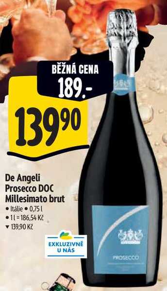 De Angeli Prosecco DOC Millesimato brut, 0,75 l