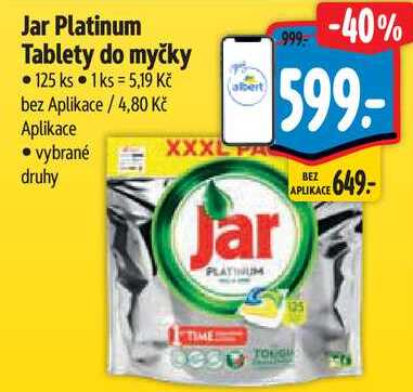 Jar Platinum Tablety do myčky, 125 ks 
