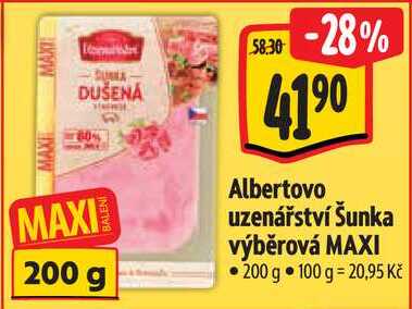 Albertovo uzenářství Šunka výběrová MAXI, 200 g 