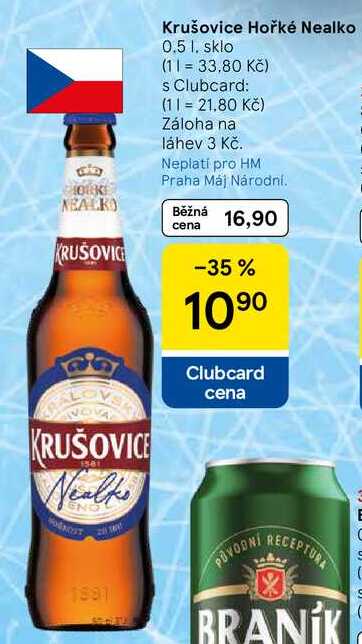 Krušovice Hořké Nealko, 0.5 l, sklo