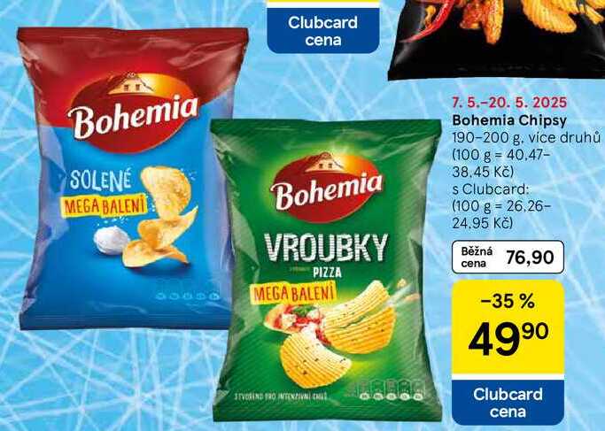 Bohemia Chipsy, 190-200 g. více druhů