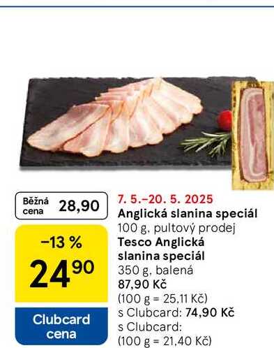 Anglická slanina speciál, 350 g, balená  
