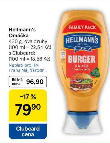 Hellmann's Omáčka, 430 g. dva druhy  