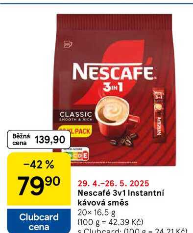 Nescafé 3v1 Instantní kávová směs, 20x 16.5 g  