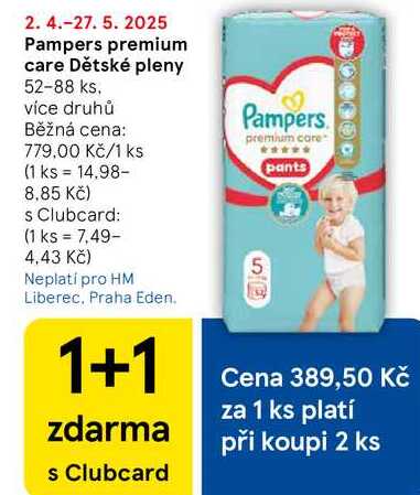 Pampers premium care Dětské pleny, 52-88 ks 