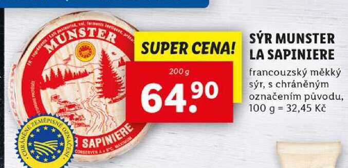 SÝR MUNSTER LA SAPINIERE, 200 g