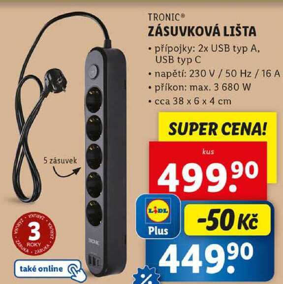 ZÁSUVKOVÁ LIŠTA 