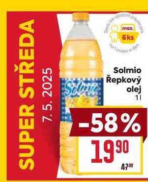 Solmio Řepkový olej 1l