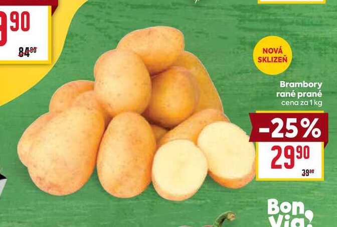 Brambory rané prané cena za 1 kg 