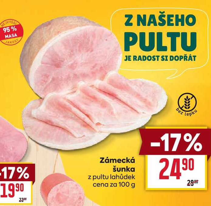 Zámecká šunka z pultu lahůdek cena za 100g