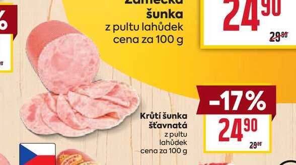 Krůtí šunka šťavnatá z pultu lahůdek cena za 100g