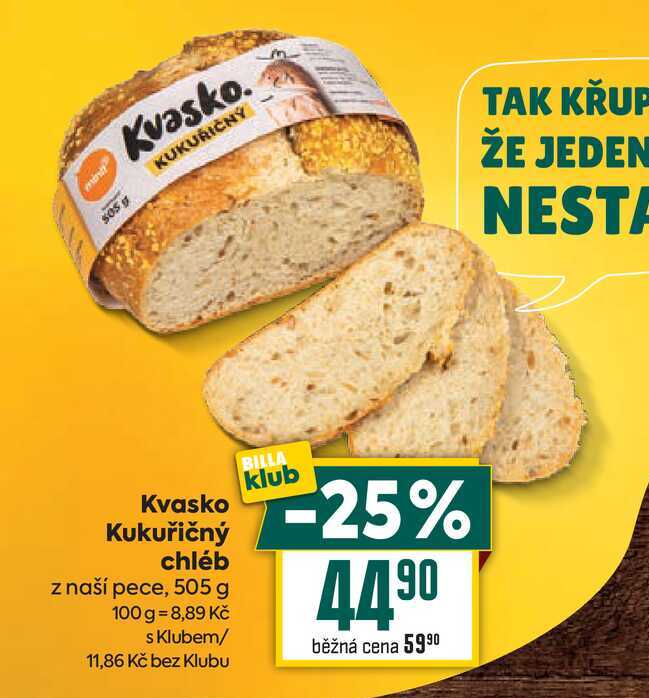 Kvasko Kukuřičný chléb z naší pece, 505 g