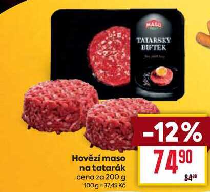 Hovězí maso na tatarák cena za 200 g  