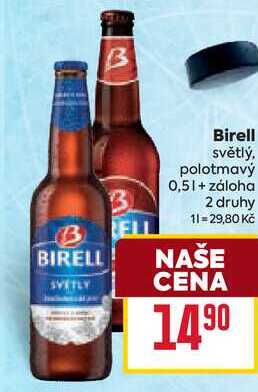 Birell světlý, polotmavý 0,5l
