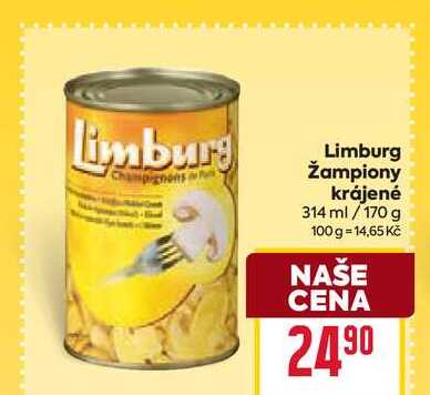 Limburg Žampiony krájené 314 ml/170 g