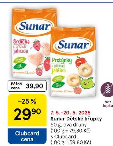 Sunar Dětské křupky, 50 g. dva druhy 