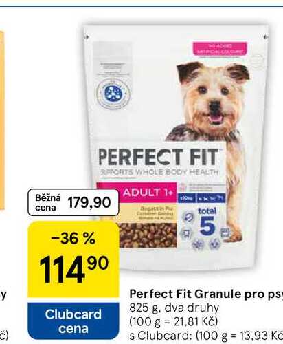 Perfect Fit Granule pro psy, 825 g. dva druhy 