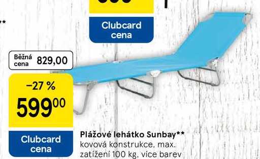 Plážové lehátko Sunbay, kovová konstrukce, max. zatížení 100 kg, více barev 