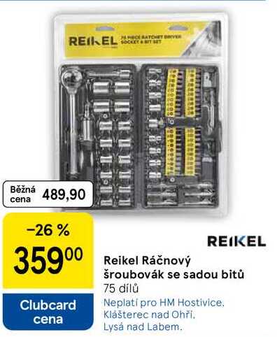 Reikel Ráčnový šroubovák se sadou bitů, 75 dílů  