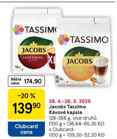 Jacobs Tassimo Kávové kapsle, 128-268 g, více druhů 