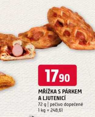 Mřížka s párkem a ljutenicí 72 g pečivo dopečené 