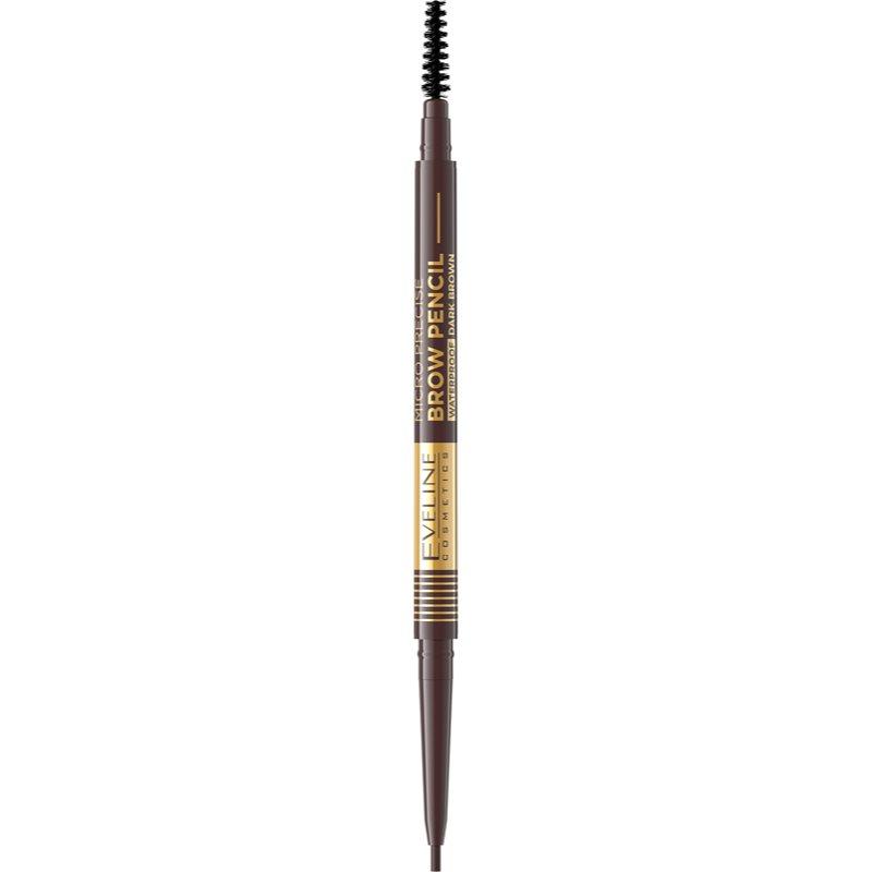Eveline Cosmetics Micro Precise voděodolná tužka na obočí s kartáčkem 2 v 1 odstín 03 Dark Brown 4 g