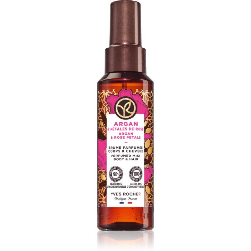 Yves Rocher Bain de Nature parfémovaný sprej na tělo a vlasy pro ženy Argan & Rose Petals 100 ml