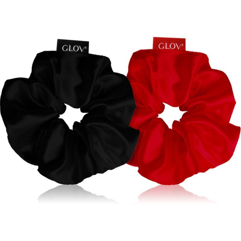 GLOV Satin Scrunchies M gumičky do vlasů Red/Black 2 ks