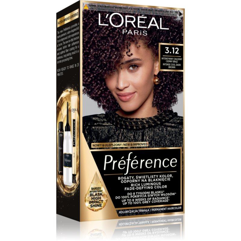 L’Oréal Paris Préférence permanentní barva na vlasy odstín 3.12 Toronto 1 ks