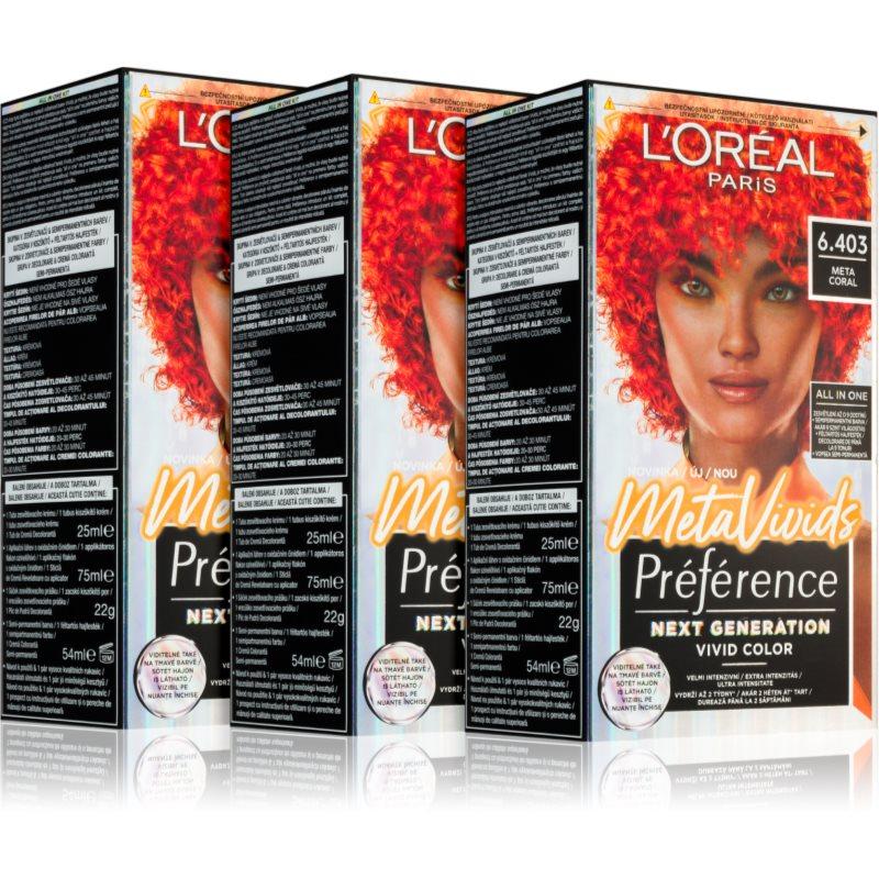 L’Oréal Paris Préférence Meta Vivids semipermanentní barva na vlasy odstín 6.403 Meta Coral