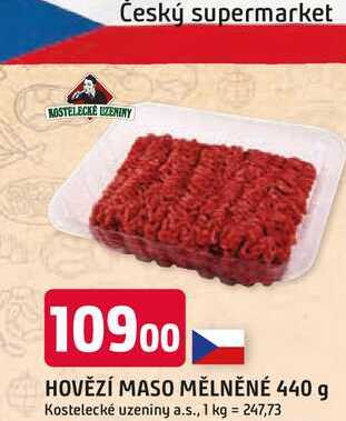 KOSTELECKÉ UZENINY HOVĚZÍ MASO MĚLNĚNÉ 440 g 