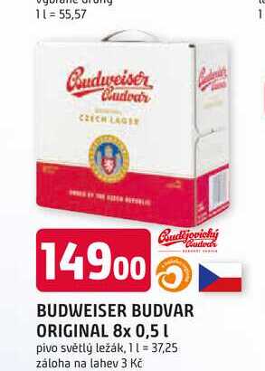 BUDWEISER BUDVAR ORIGINAL 8x 0,5l