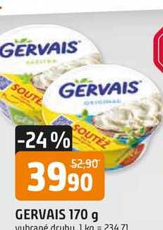 Gervais 170g, vybrané druhy