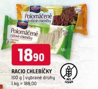 Racio chlebíčky 100 g vybrané druhy