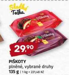 Piškoty plněné, vybrané druhy 135 g 