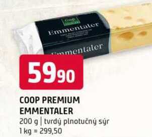 Coop premium emmentaler 200 g tvrdý plnotučný sýr 