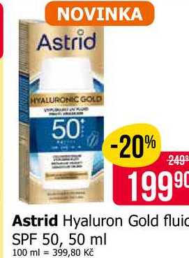 Astrid Hyaluron Gold fluid SPF 50, 50 ml 