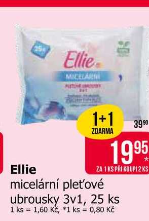 Ellie micelární pleťové ubrousky 3v1, 25 ks