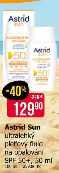 Astrid Sun ultralehký pleťový fluid na opalování SPF 50+, 50 ml