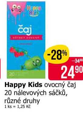Happy Kids ovocný čaj 20 nálevových sáčků, různé druhy 