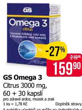 GS Omega 3 Citrus 3000 mg, 60 + 30 kapslí 