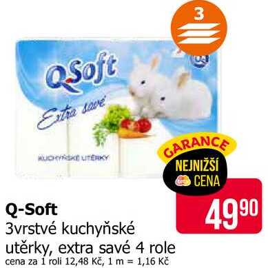 Q-Soft Kuchyňské utěrky extra savé, 4 role