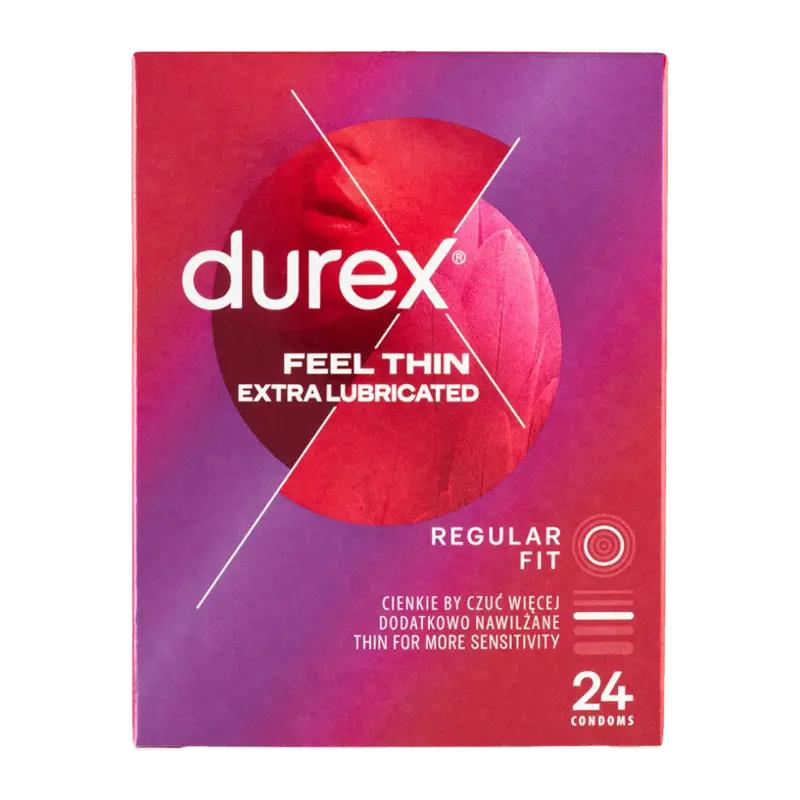 Durex Kondomy Feel Thin Extra Lubricated Regular, 24 ks
